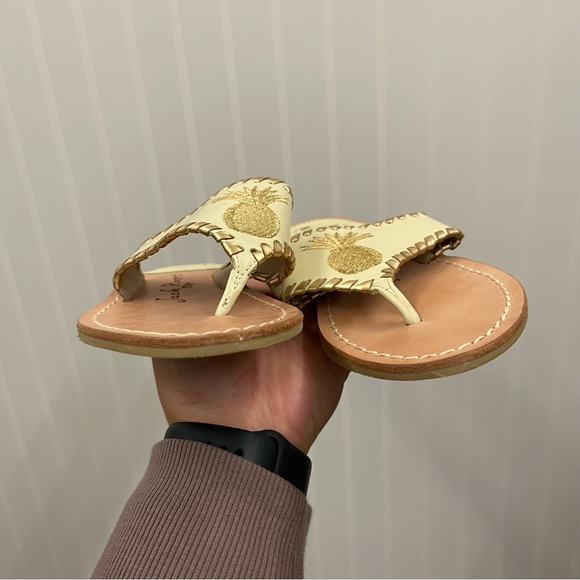 Jack Rogers Pineapple Sandal in Bone and Gold Sz 6 - Picture 3 of 11